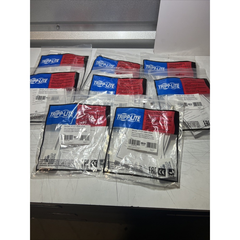 Lot Of 8 Tripp Lite P137-06N-VGA White Mini DisplayPort Adapter to VGA Adapter